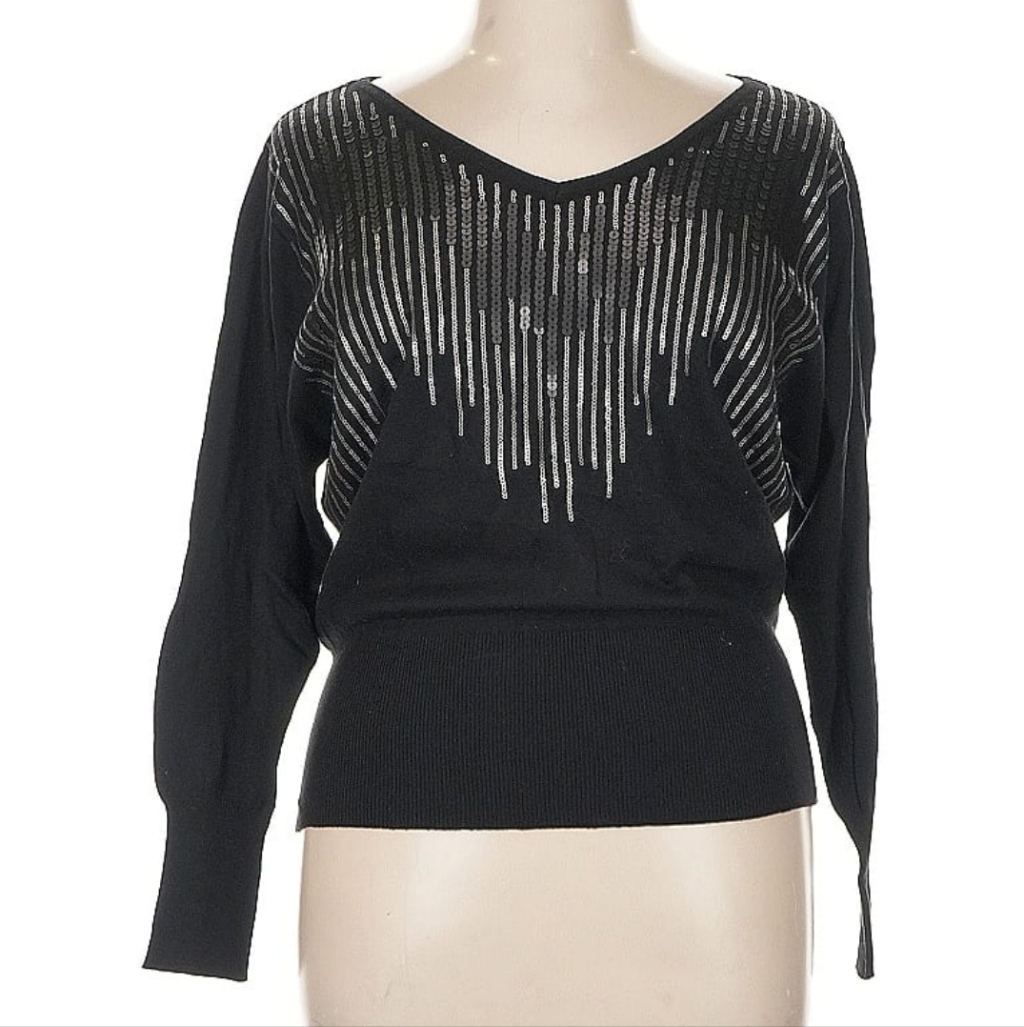 Cotton Blend Worthington Sequin Sweater Embellished Lightweight Dressy Size Xl